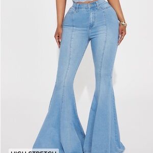 Fashion Nova Flare Jeans - Sky Blue
